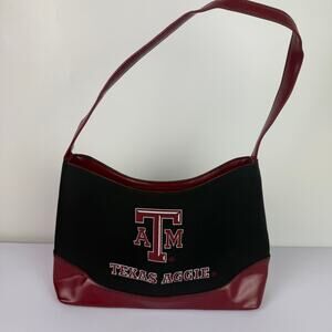 Texas A&M Aggies Women's Shoulder Purse Black Maroon 12" Embroidered Handbag
